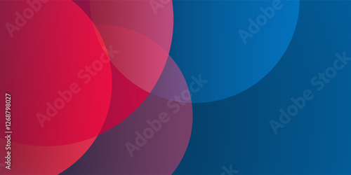 Modern Style Background, Header or Banner Design with Large Red and Blue Overlapping Bubbles Pattern, Multi Purpose Creative Wide Scale Template for Web with Copyspace in Editable Vector Format