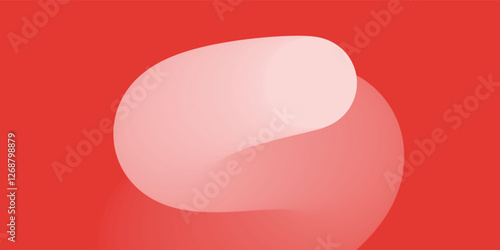 Minimalist abstract artwork featuring a red and pink translucent curvy shape on a red background, copyspace. Modern geometric composition ideal for branding, backgrounds, and digital design projects.