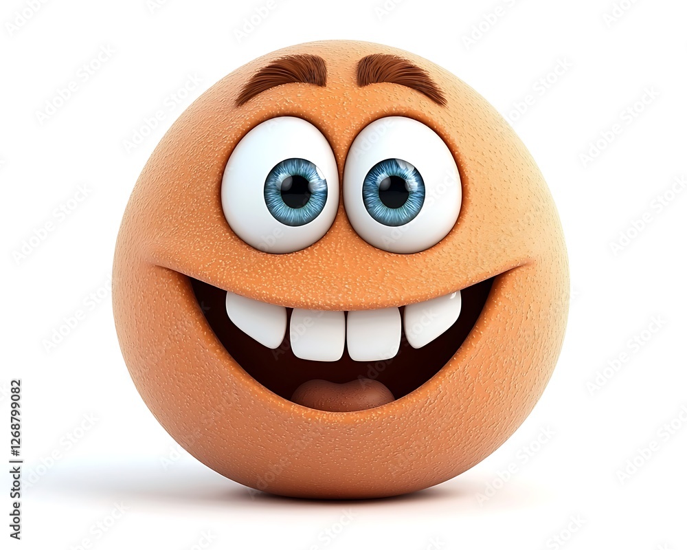 Fototapeta premium Happy Stylized Cartoon Face with Big Eyes and Bright Smile