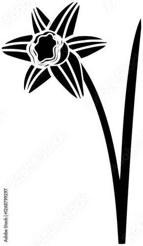 daffodil illustration spring silhouette flower logo nature icon floral outline plant bloom narcissus botanical blossom flora season easter garden shape for vector graphic background
