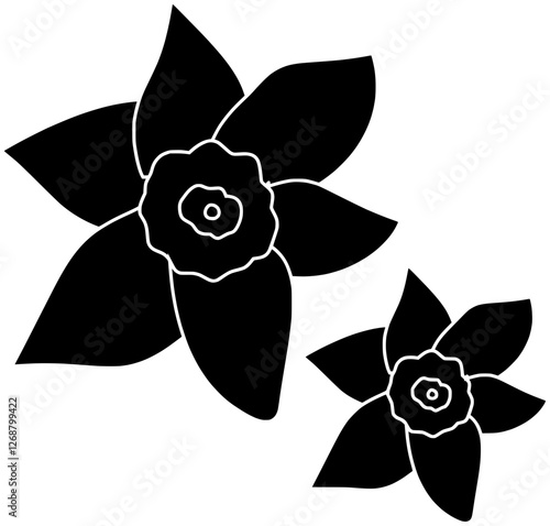 daffodil illustration spring silhouette flower logo nature icon floral outline plant bloom narcissus botanical blossom flora season easter garden shape for vector graphic background