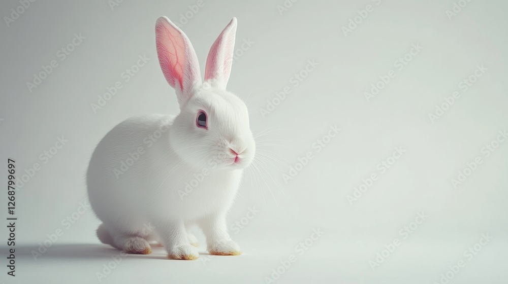 Obraz premium Isolated White Rabbit on White Background for Creative Use