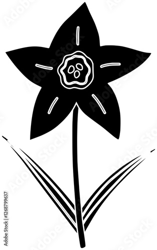 daffodil illustration spring silhouette flower logo nature icon floral outline plant bloom narcissus botanical blossom flora season easter garden shape for vector graphic background