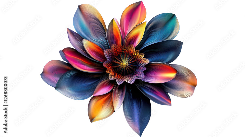 Fototapeta premium Colorful abstract flower blooming with transparent background