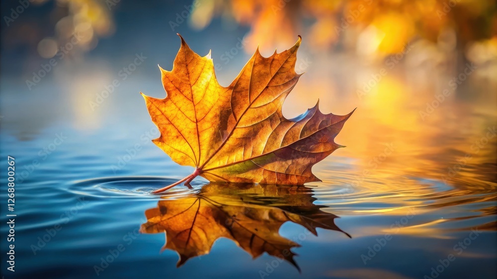 Fallen Autumn Leaf on Water,, water reflection, isolated object, water reflection, isolated object, nature Fallen Autumn Leaf on Water,, water reflection, isolated object, water reflection, isolated object, nature