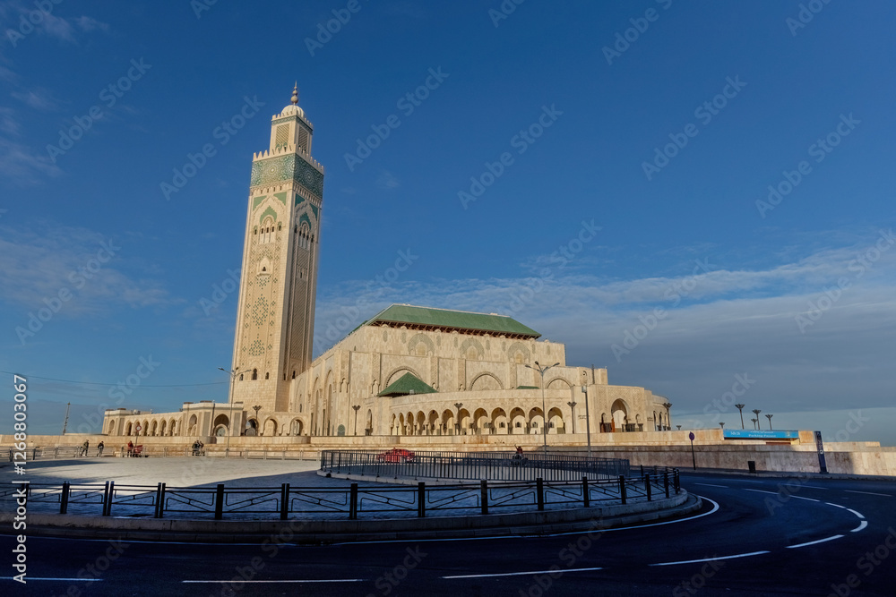 Fototapeta premium The Hassan II Mosque in Casablanca, Morocco, the second largest functioning mosque in Africa