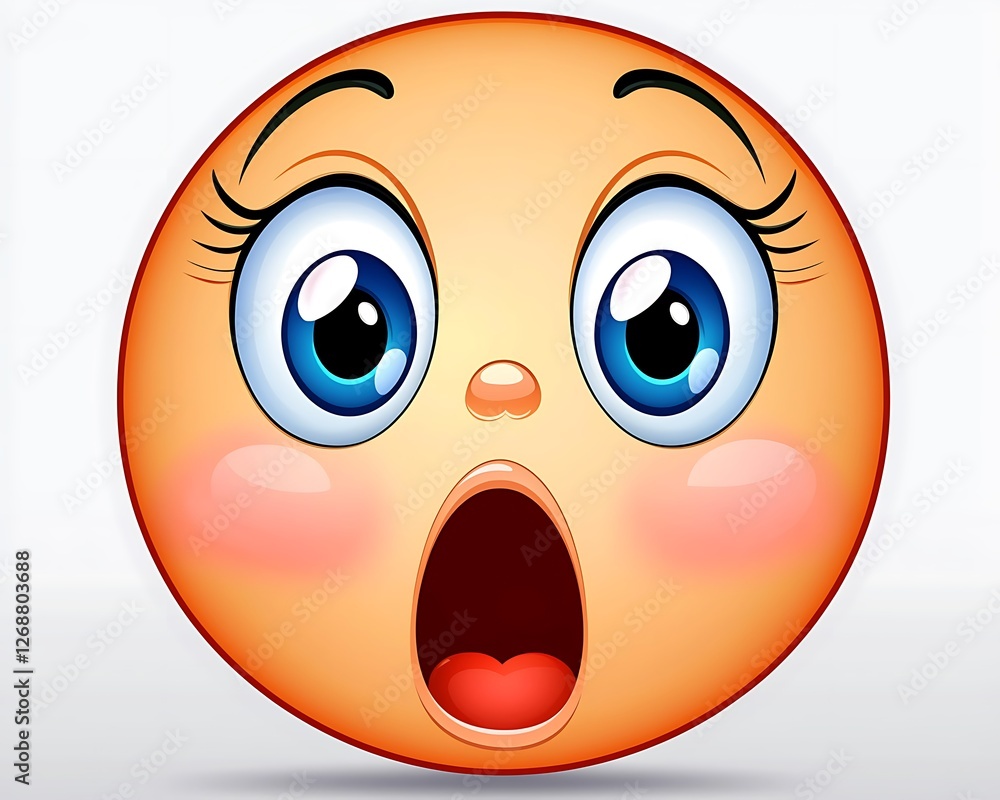 Bright Cartoon Face with Big Eyes and Surprised Expression Bright Cartoon Face with Big Eyes and Surprised Expression