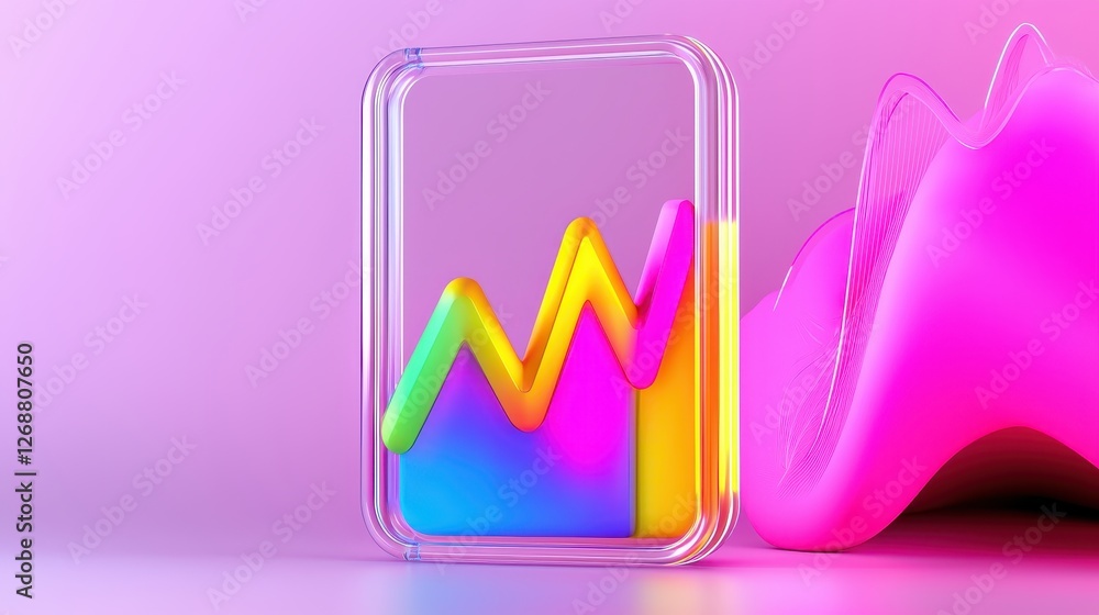 Vibrant 3D Render of Colorful Graph Inside Glass Frame Pink Background Abstract Design Vibrant 3D Render of Colorful Graph Inside Glass Frame Pink Background Abstract Design
