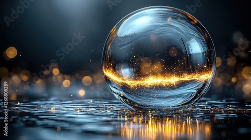 Wallpaper Mural Enchanting Glass Orb with Sparkling Golden Light Trails Abstract Art Background Torontodigital.ca