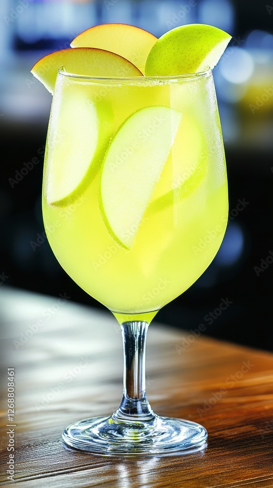 Refreshing Apple Cocktail in Stemmed Glass Refreshing Apple Cocktail in Stemmed Glass
