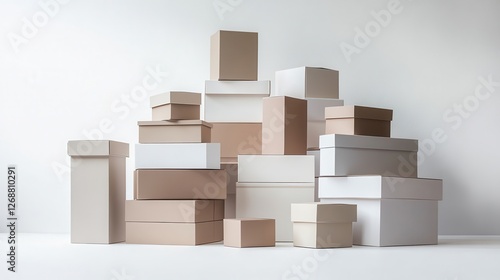 Neatly Stacked Storage Boxes in Soft Colors