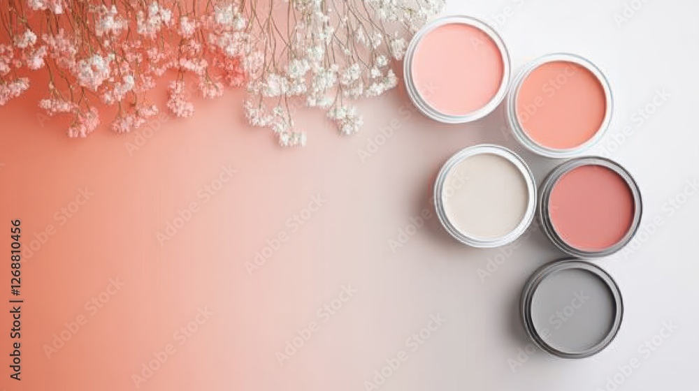 Elegant pastel coral and gray blend with delicate flowers creating a serene and calming aesthetic for any creative project Elegant pastel coral and gray blend with delicate flowers creating a serene and calming aesthetic for any creative project