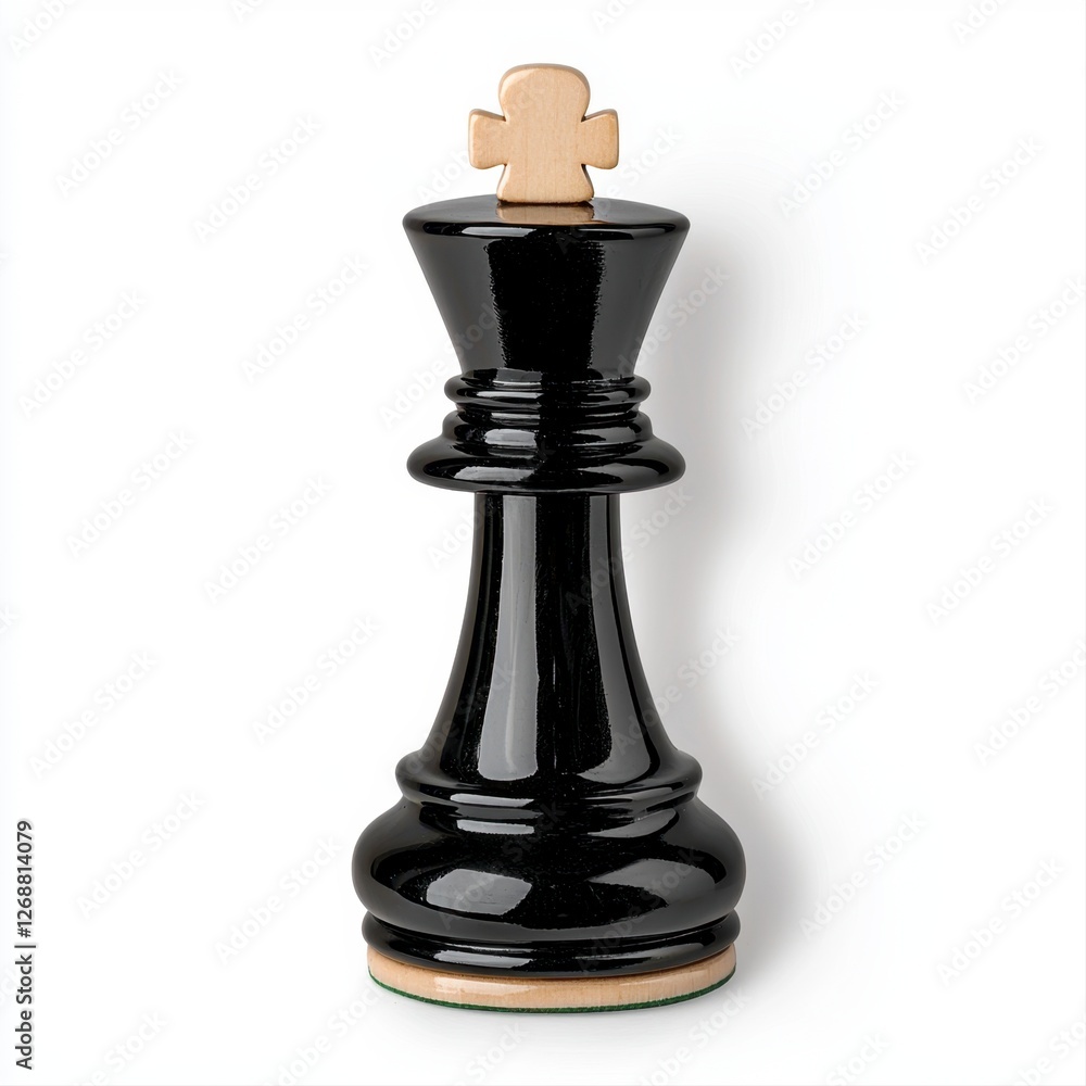 Elegant black chess piece with a wooden handle isolated on a white background Elegant black chess piece with a wooden handle isolated on a white background