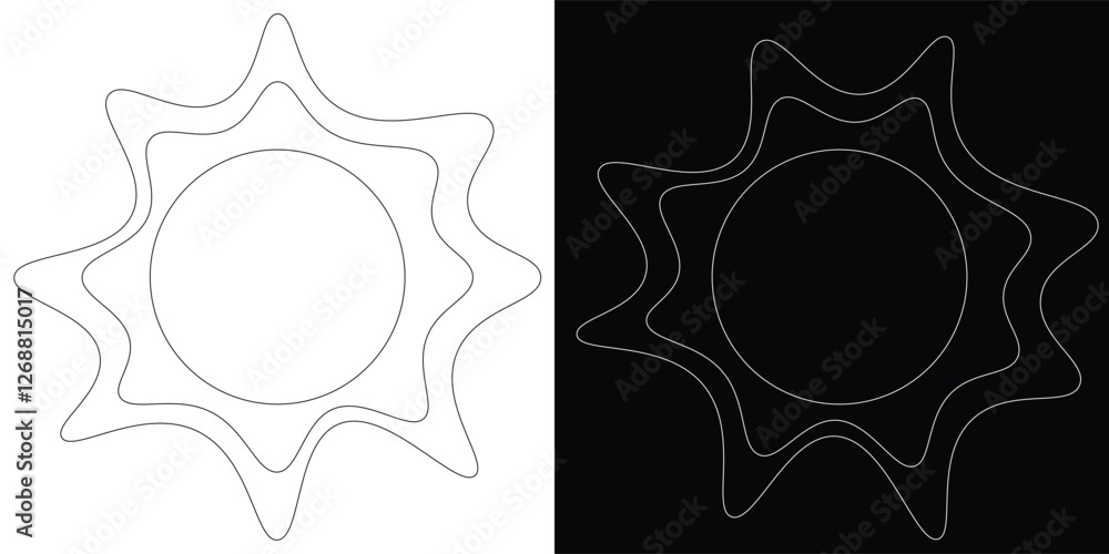 Round sound wave frames, circular lines pattern, radial curvy shapes, geometric concentric design. Round sound wave frames, circular lines pattern, radial curvy shapes, geometric concentric design.