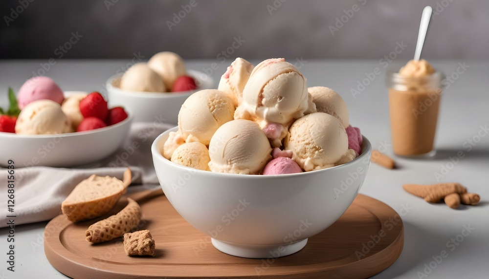 Bowl with tasty ice cream on table Bowl with tasty ice cream on table