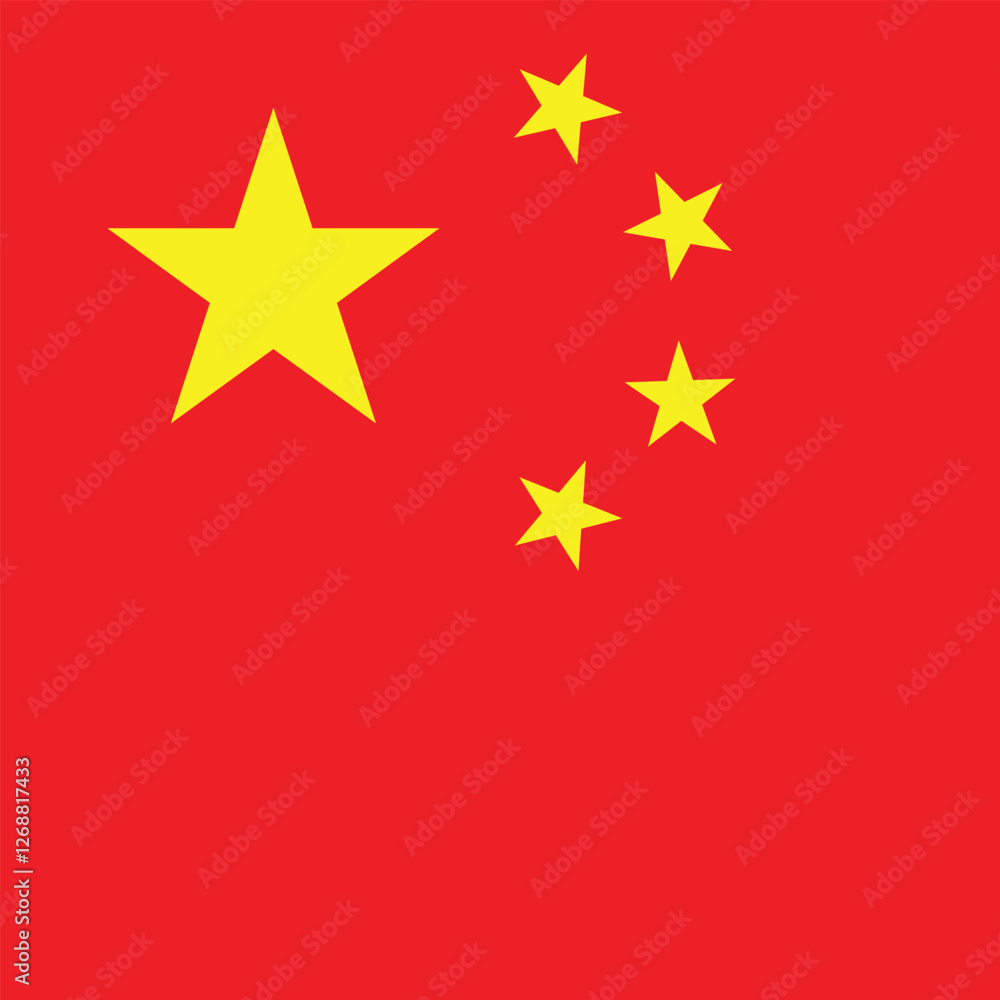 Flag of China. China Square flag. Flag icon. Standard color. A square flag. Square icon. Digital illustration. Vector illustration. Flag of China. China Square flag. Flag icon. Standard color. A square flag. Square icon. Digital illustration. Vector illustration.