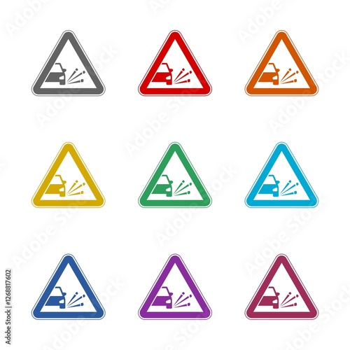 Wallpaper Mural Loose gravel warning road sign icon isolated on white background. Set icons colorful Torontodigital.ca