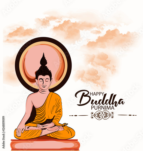 Creative Design of Happy Vesak Day Or Buddha Purnima Background for card,greeting,poster design