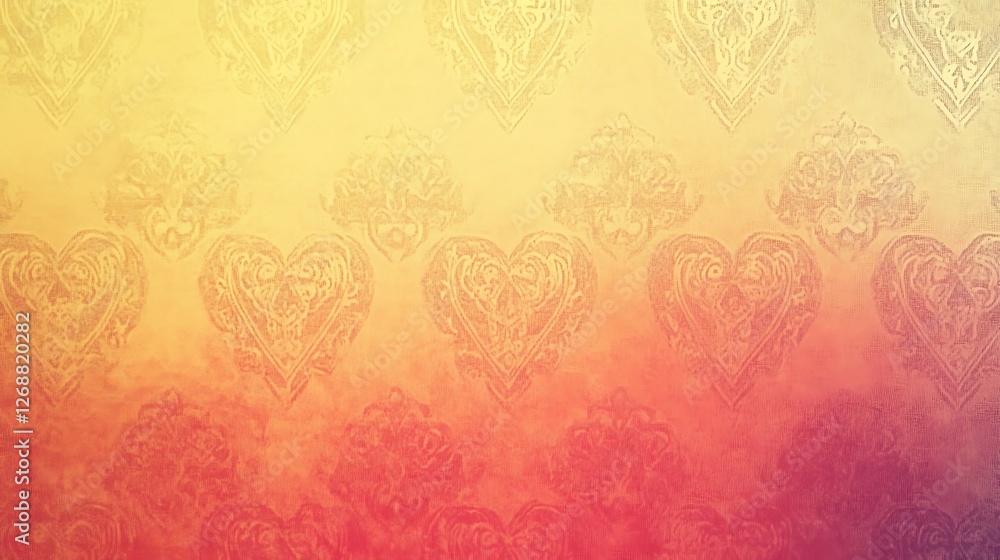 Ornate Heart Patterned Fabric Gradient Background Ornate Heart Patterned Fabric Gradient Background