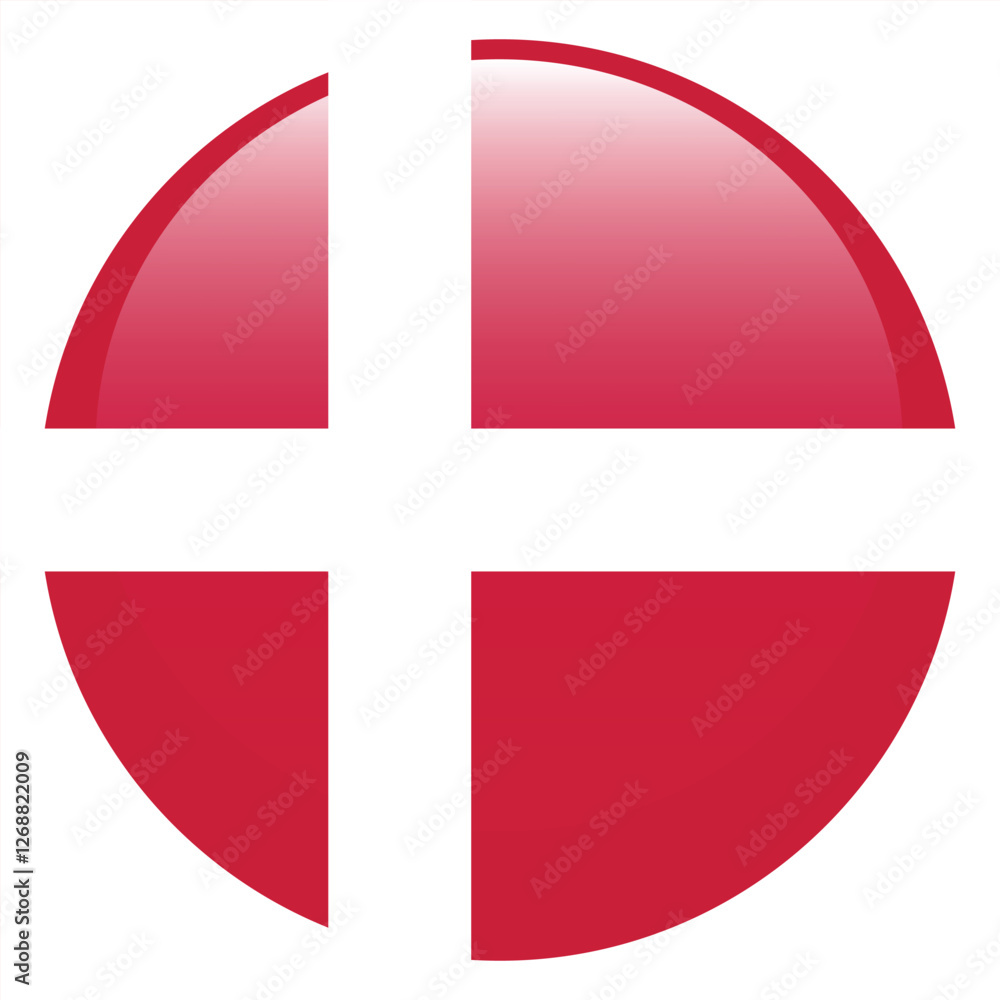 Obraz premium Denmark flag. Denmark circle flag logo icon computer vector illustration design