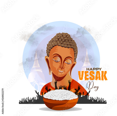 Creative Design of Happy Vesak Day Or Buddha Purnima Background for card,greeting,poster design