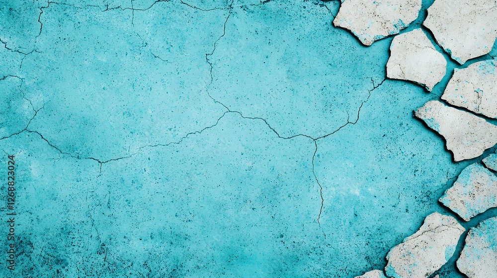 Obraz premium Textured Turquoise Background With Cracked White Sections