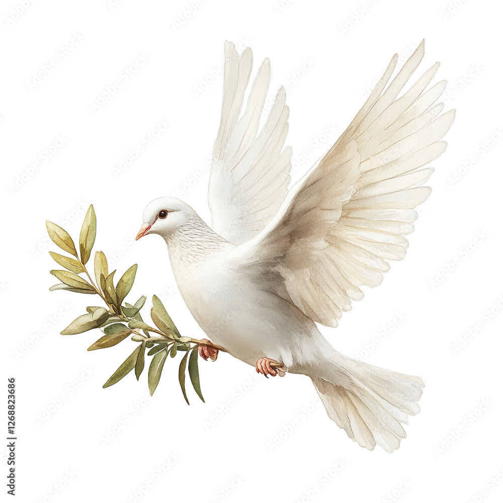 White dove with olive branch symbolizing peace and hope White dove with olive branch symbolizing peace and hope
