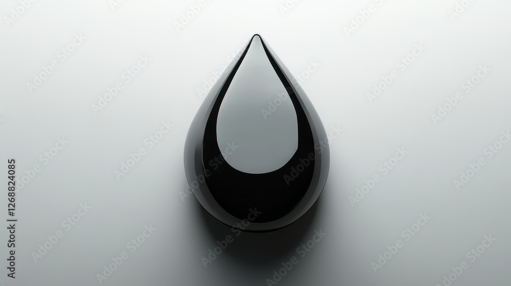 Glossy black fluid drop is isolated on gray background Glossy black fluid drop is isolated on gray background