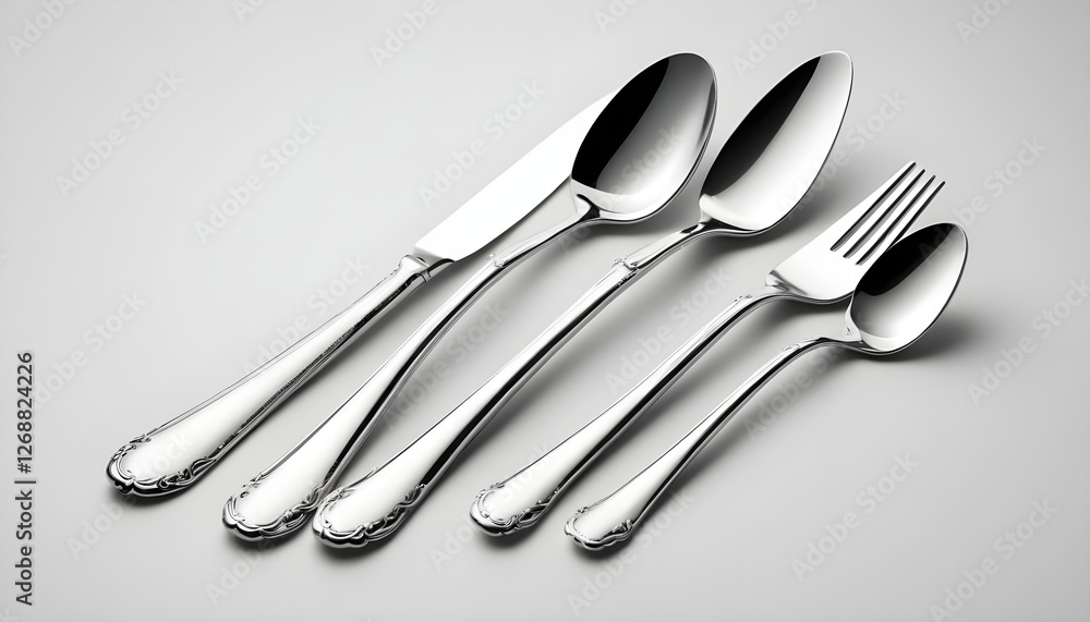Cutlery set with Fork, Knife and Spoon isolated on white background Cutlery set with Fork, Knife and Spoon isolated on white background