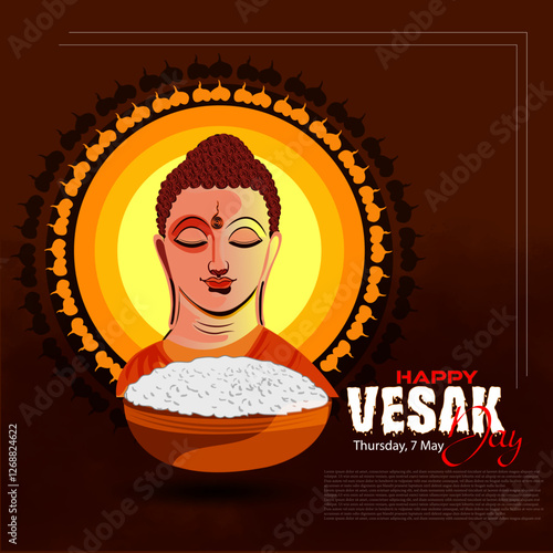 Creative Design of Happy Vesak Day Or Buddha Purnima Background for card,greeting,poster design