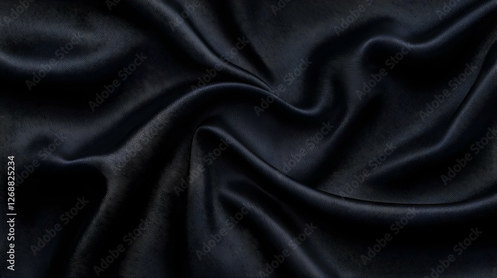 Elegant Black Silk Fabric With Smooth Waves and Rich Texture Elegant Black Silk Fabric With Smooth Waves and Rich Texture