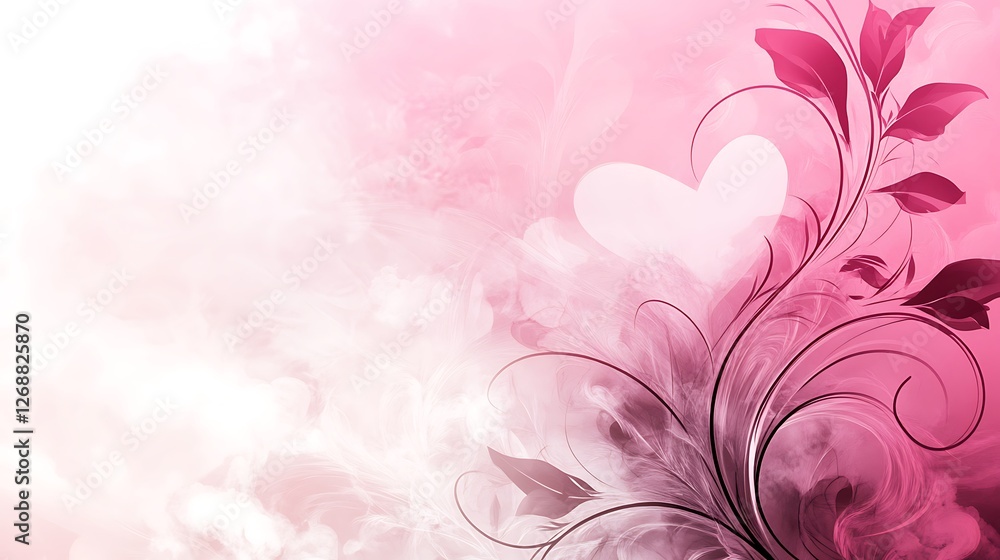 Pink Floral Design With Heart Shaped Accent Pink Floral Design With Heart Shaped Accent