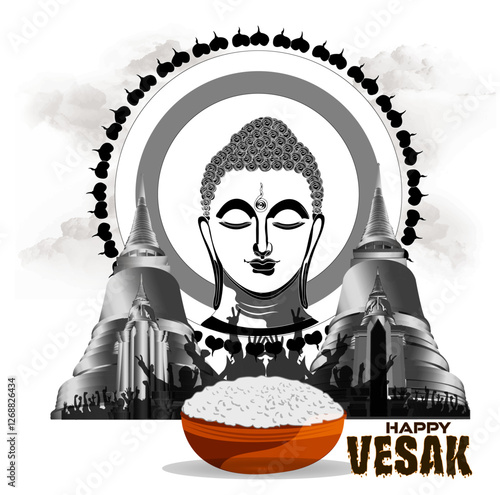 Creative Design of Happy Vesak Day Or Buddha Purnima Background for card,greeting,poster design