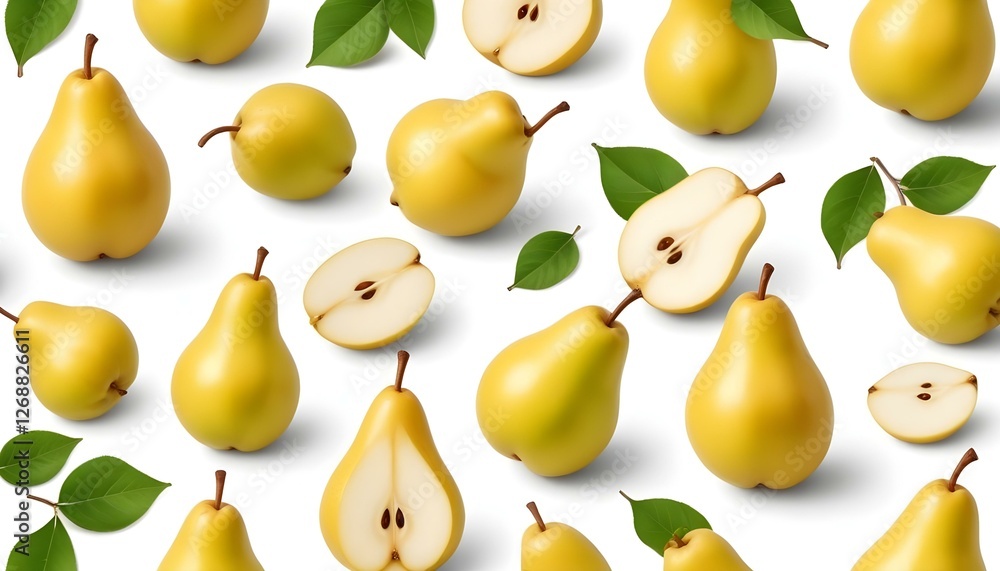 Obraz premium pear fruit set isolated on white background