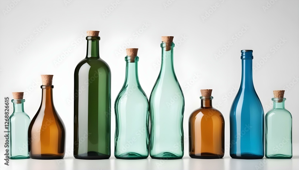 set of bottles isolated on white background set of bottles isolated on white background