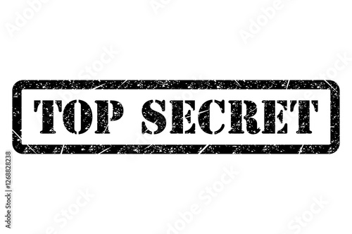 Top secret stamp symbol, label sticker sign button, text banner vector illustration .