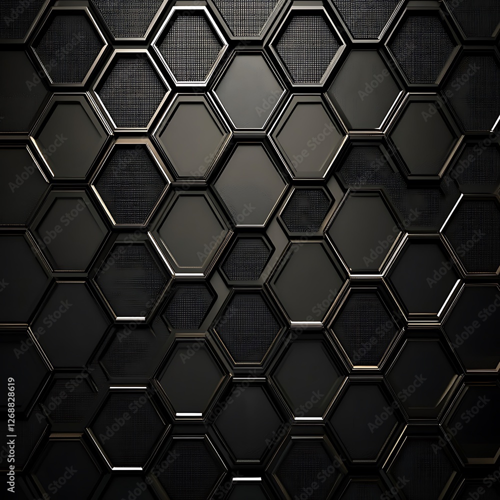 A modern, abstract hexagonal pattern in a sleek black hue. This geometric design adds depth and texture, making it suitable for various artistic and digital projects. A modern, abstract hexagonal pattern in a sleek black hue. This geometric design adds depth and texture, making it suitable for various artistic and digital projects.