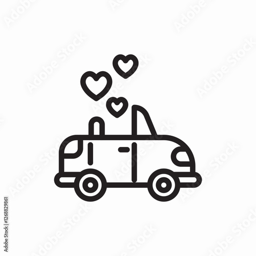 romantic love car trip icon vector sign
