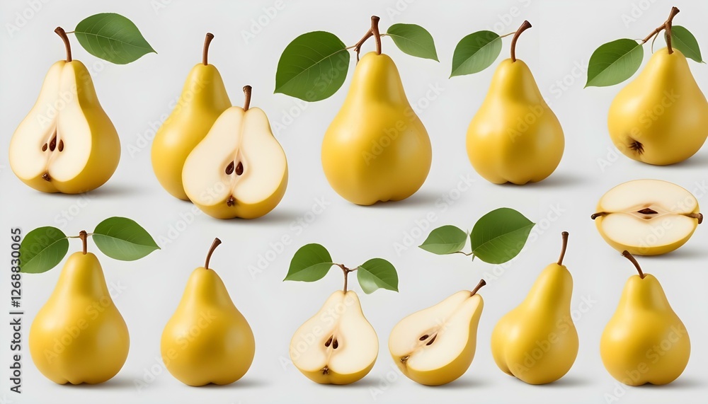Obraz premium pear fruit set isolated on white background