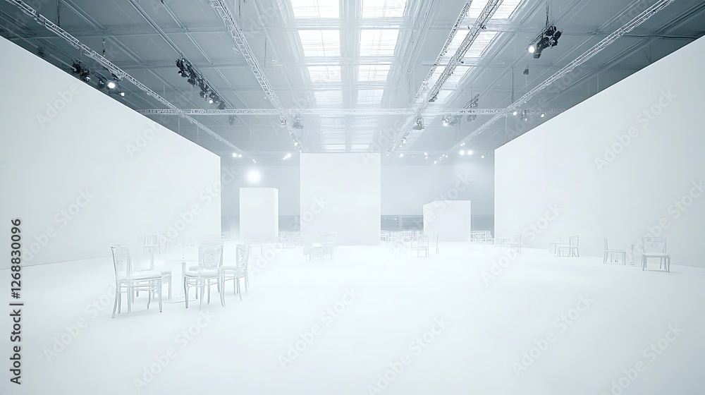 Minimalist White Room With Transparent Chairs And Tables Minimalist White Room With Transparent Chairs And Tables