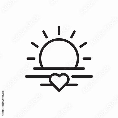 romantic sunset love scene icon vector sign