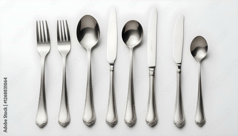 Cutlery set with Fork, Knife and Spoon isolated on white background Cutlery set with Fork, Knife and Spoon isolated on white background