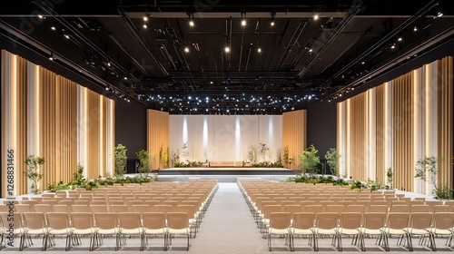 Modern Event Space with Stage and Seating