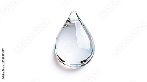 Clear water drop on white background, purity concept