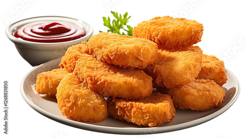 Golden Chicken Nuggets Crispy Fried Snack, Perfect for Dinner and Tasty Meals, isolated on transparent background.