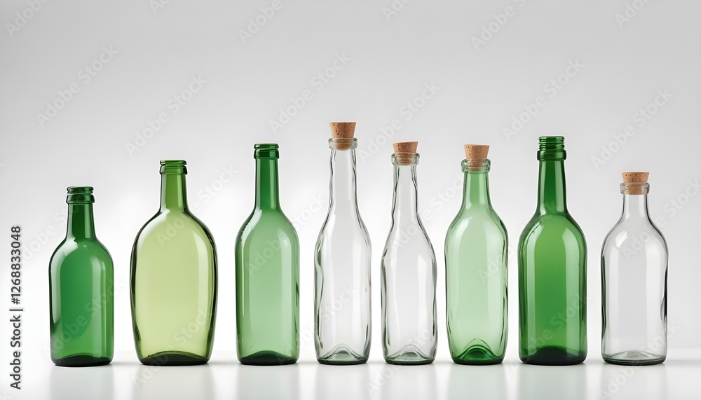 set of bottles isolated on white background set of bottles isolated on white background