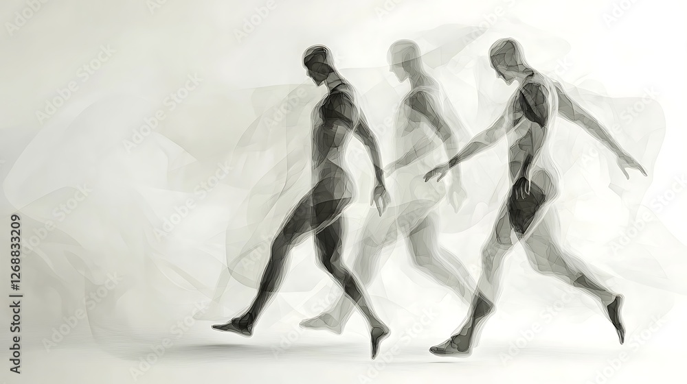Abstract human figures with flowing lines and subtle shades, great for contemporary dance promotions Abstract human figures with flowing lines and subtle shades, great for contemporary dance promotions
