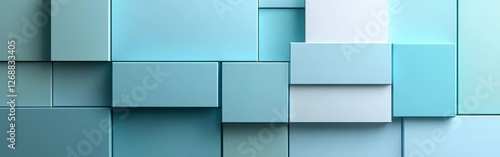 Wallpaper Mural Minimalist design featuring a gradient fill from pastel mint to soft cyan, creating a soothing visual effect across various rectangular shapes Torontodigital.ca