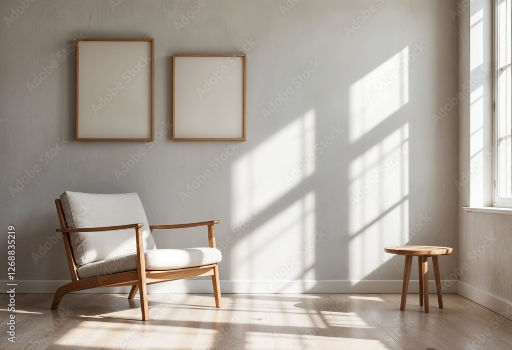 Fototapeta premium Rustic Interior Mockup, Cozy Modern Rustic Style, Minimalist Home Design, 3D Render