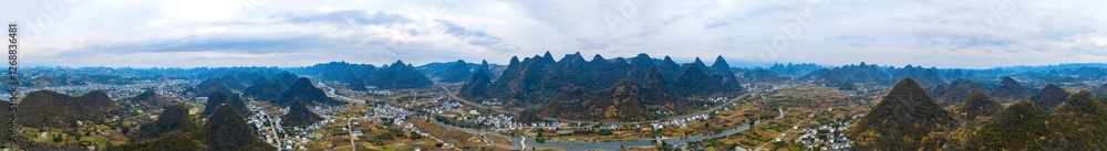 Aerial photography of the scenery of Guilin and Yangshuo in China Aerial photography of the scenery of Guilin and Yangshuo in China